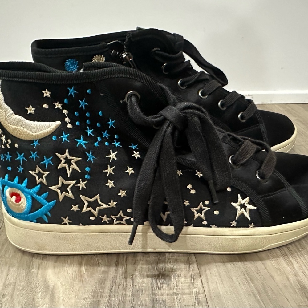 Steve Madden Colette Embroidered Satin High-Top Sneakers, Size 38/7.5 - Picture 2 of 6